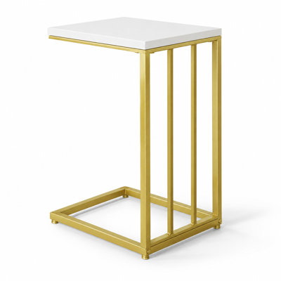 Ensemble de 2 tables d'appoint en forme de C, robustes et dotées d'un plateau lisse, idéales pour économiser de l'espace près du canapé, du fauteuil ou du salon. Ces petites tables multifonctionnelles conviennent parfaitement au salon, à la chambre et peuvent également servir pour travailler, manger ou décorer votre intérieur.