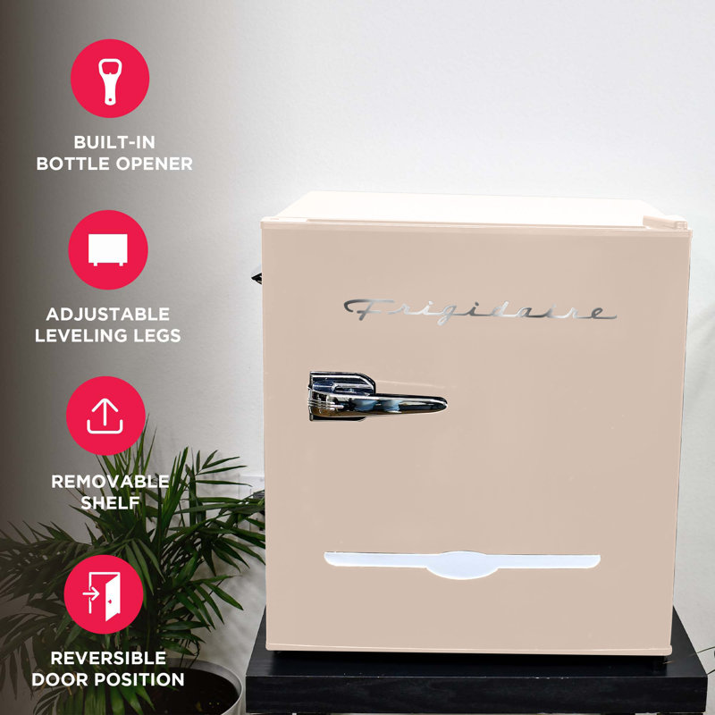 Frigidaire 1.6 Cu. Ft. Retro Compact Fridge with Chiller, Countertop Fridge with Built-In Bottle Opener, Coral