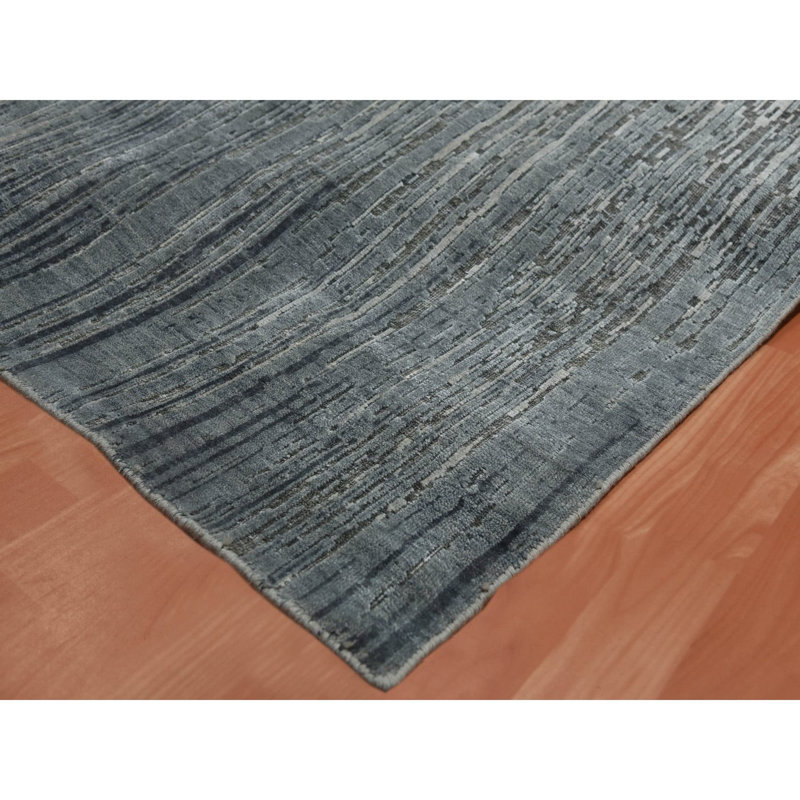 Tapis gris noué à la main nouvel âge de conception unique 10 pi x 14 pi Tyia