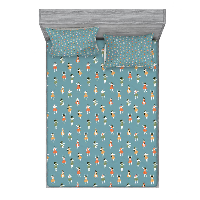 Island Party Microfiber Sheet Set, Queen Sheet Set with Fitted Sheet