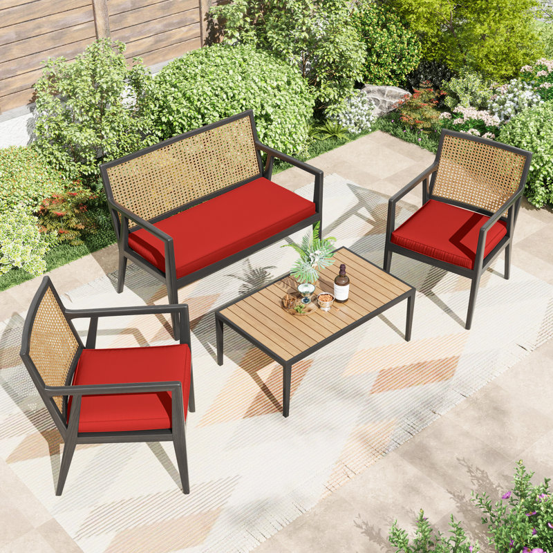 Cartert 3Pcs Outdoor Cushion Cover Set And Patio Seat Cushion Covers, Only Covers, Red