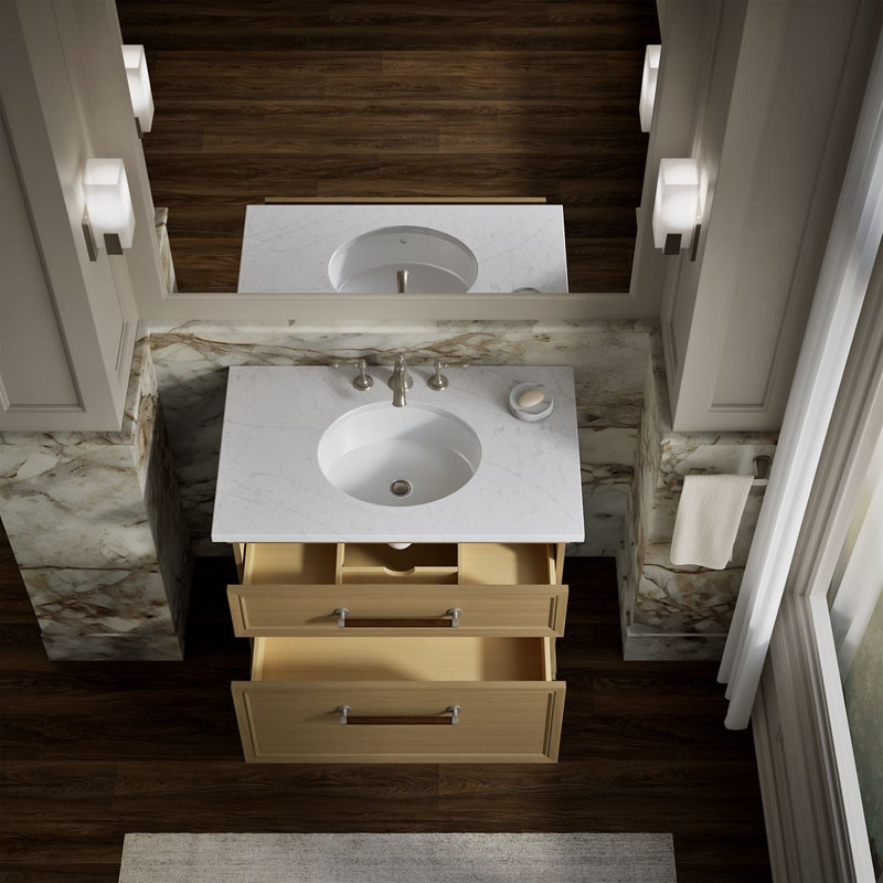 Armoire de meuble-lavabo 36 po avec deux tiroirs Harken, Crème