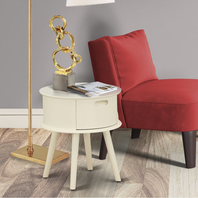 one pc Lovely Gordon Night Stands for bedrooms with Drawer, 1-Pack, White Finish, White