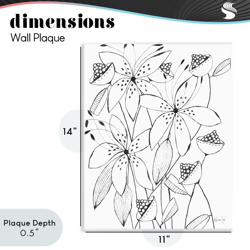 «Open Blooms Outline Wall Plaque» par Krinlox