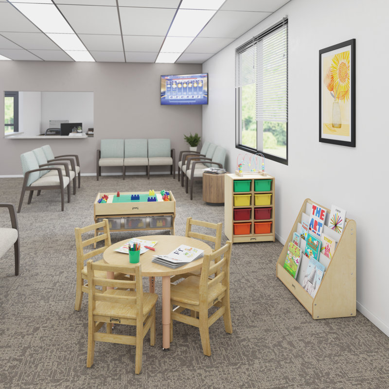 Adjustable Height Natural Wood Round Kids Table