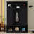 All-In-One Hall Tree With Adjustable Shelves, Classic Arched Storage Bench With Dual Side Cabinets, 7 Hooks-580140669