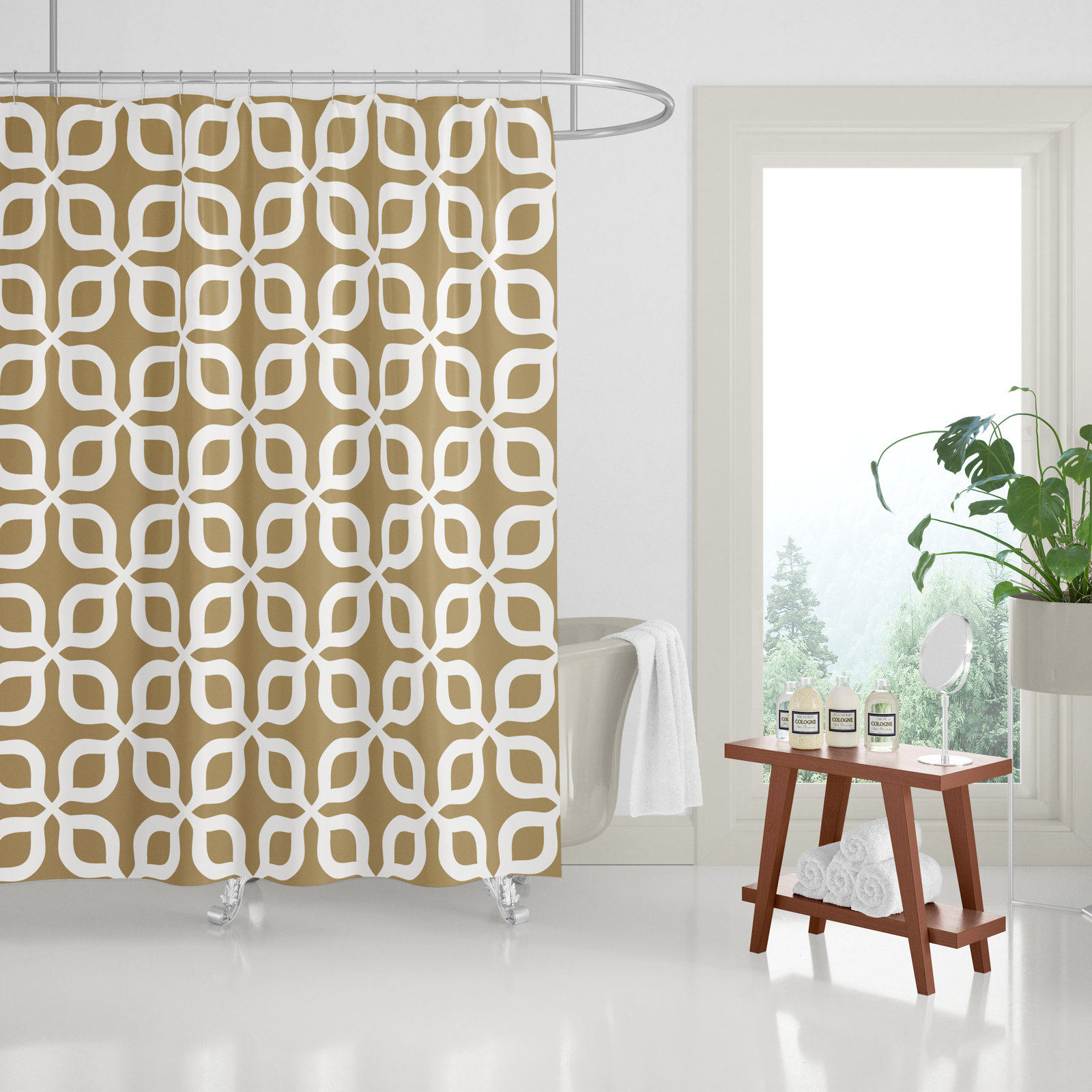 Pipper Polyester Shower Curtain, Tan