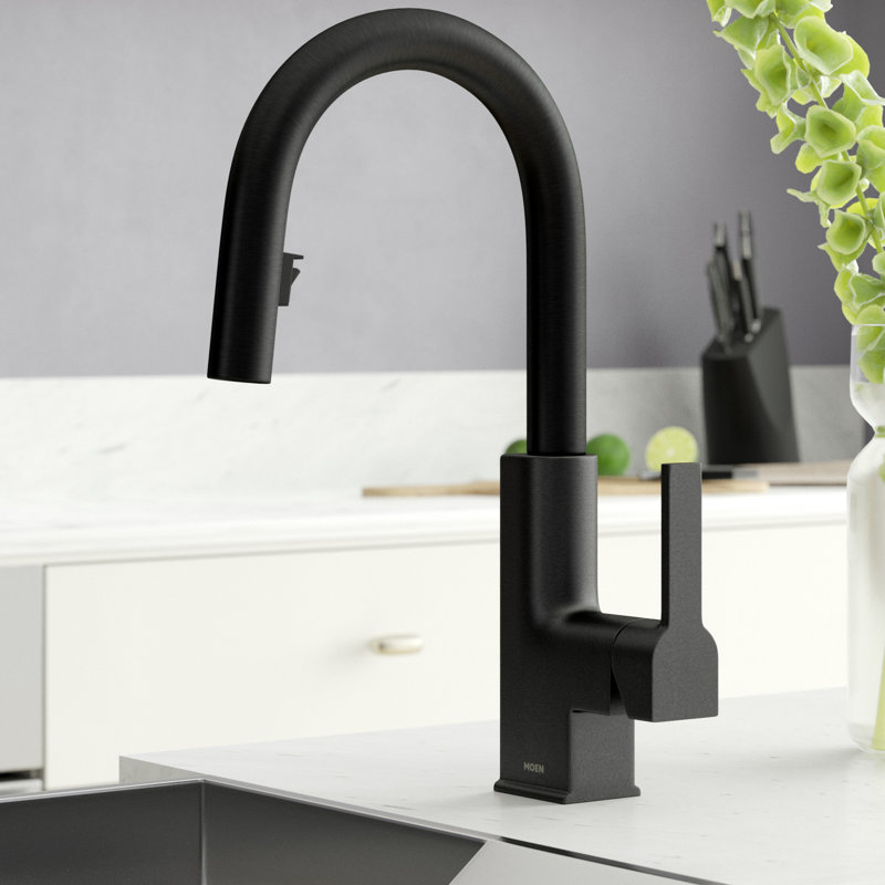 STo Pull-Down Single Handle Kitchen Faucet, Matte Black