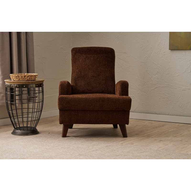 Fauteuil à oreilles, Mélange de polyester brun