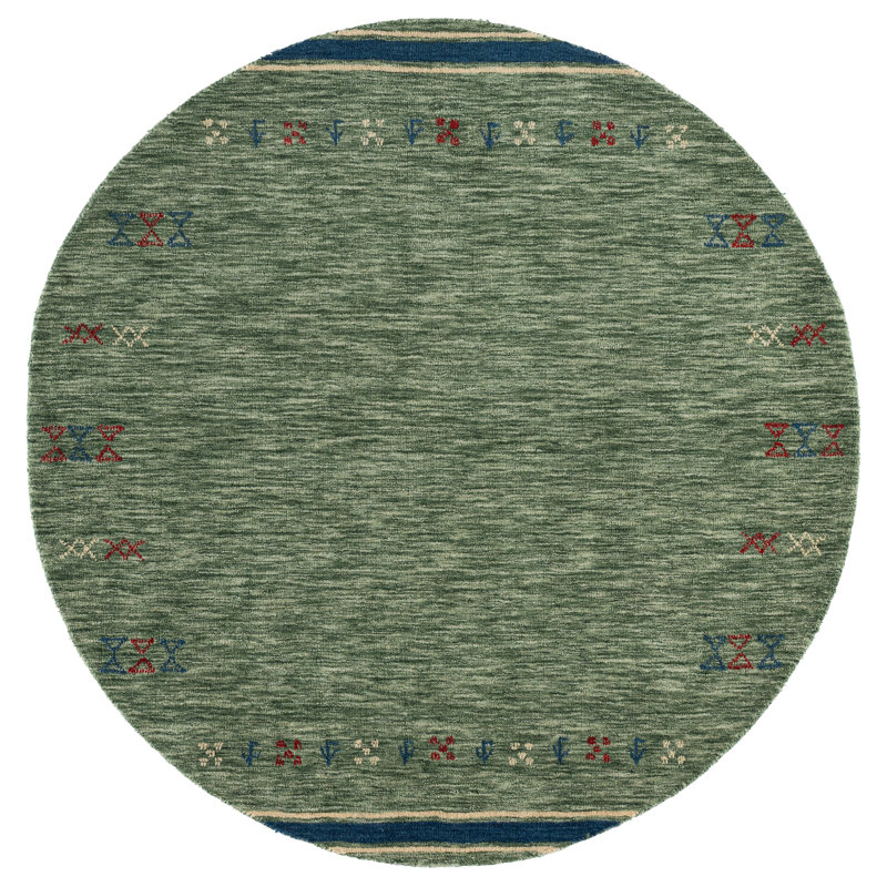 Himalaya Hand Loomed Wool Geometric Indoor Rug, 6'-0" x 6'-0" Round