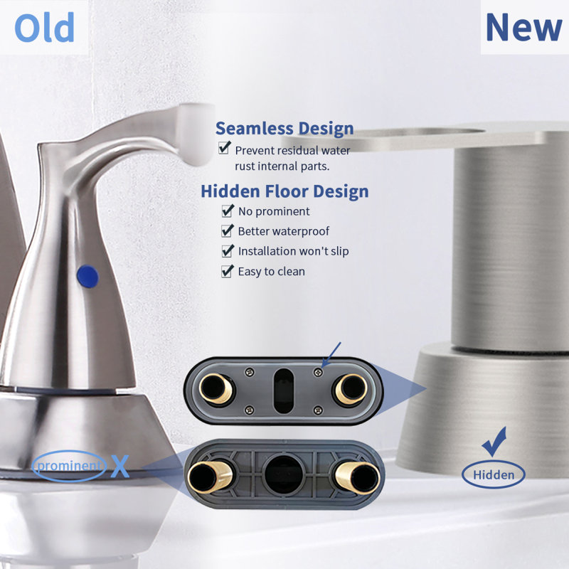 2 Handles Bathroom Sink Faucet, Brushed Nickel Centerset RV Bathroom Faucets For 3 Hole