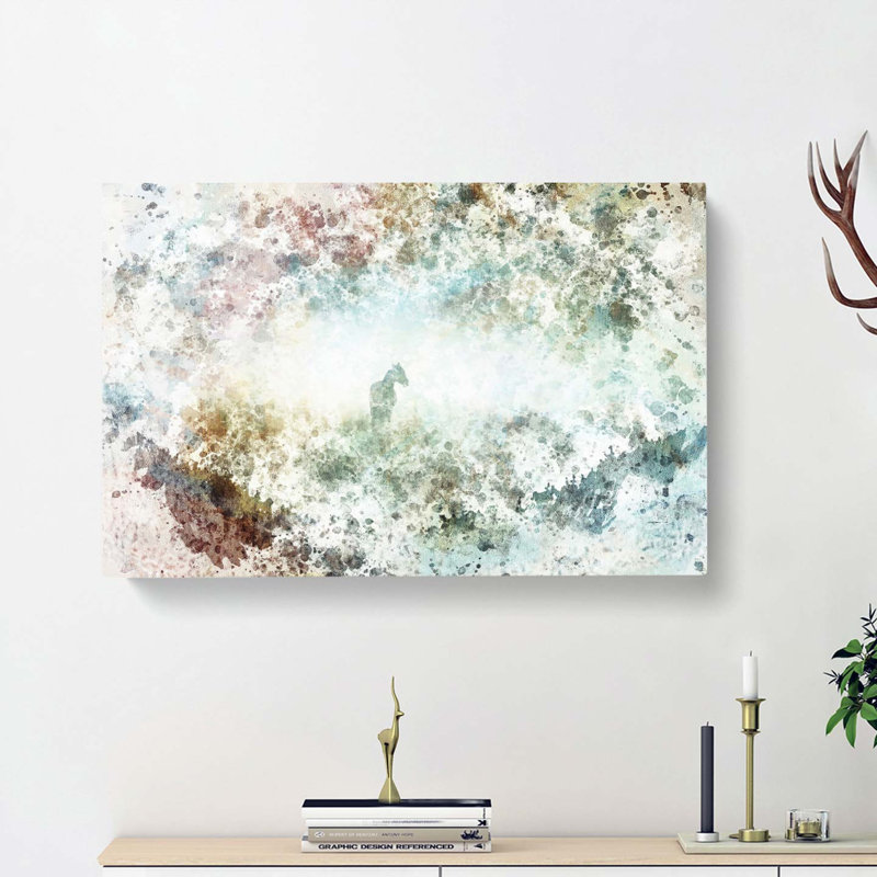 Horse In The Mist In Abstract - Wrapped Canvas, 50cm H x 76cm W x 3cm D