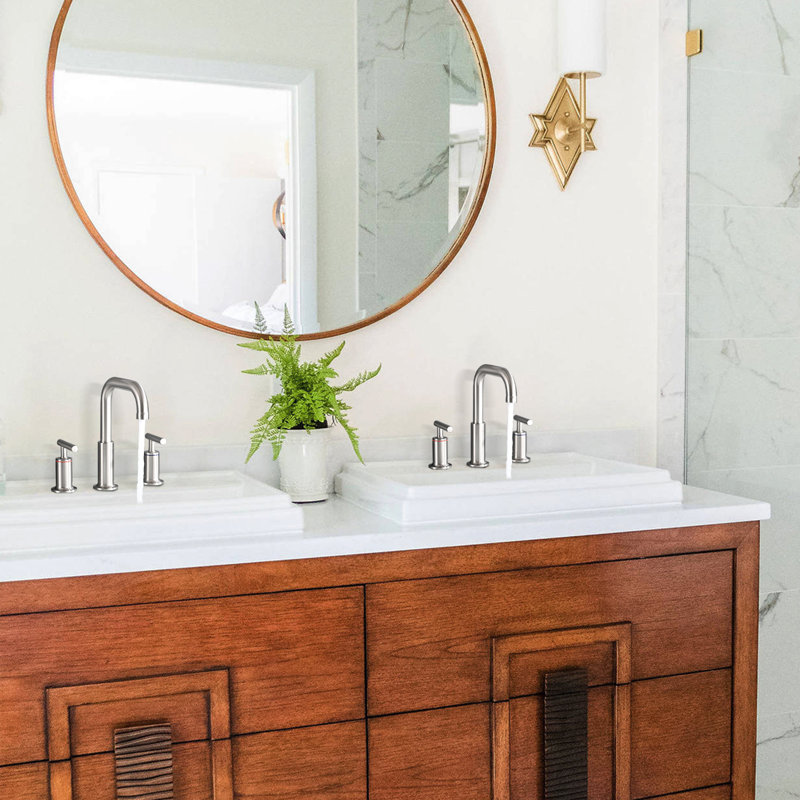 Widespread 2-handle Bathroom Faucet with Drain Assembly, Brushed Nickel