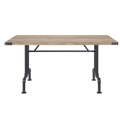 Table rectangulaire de conception moderne en chêne et en métal pour la salle à manger