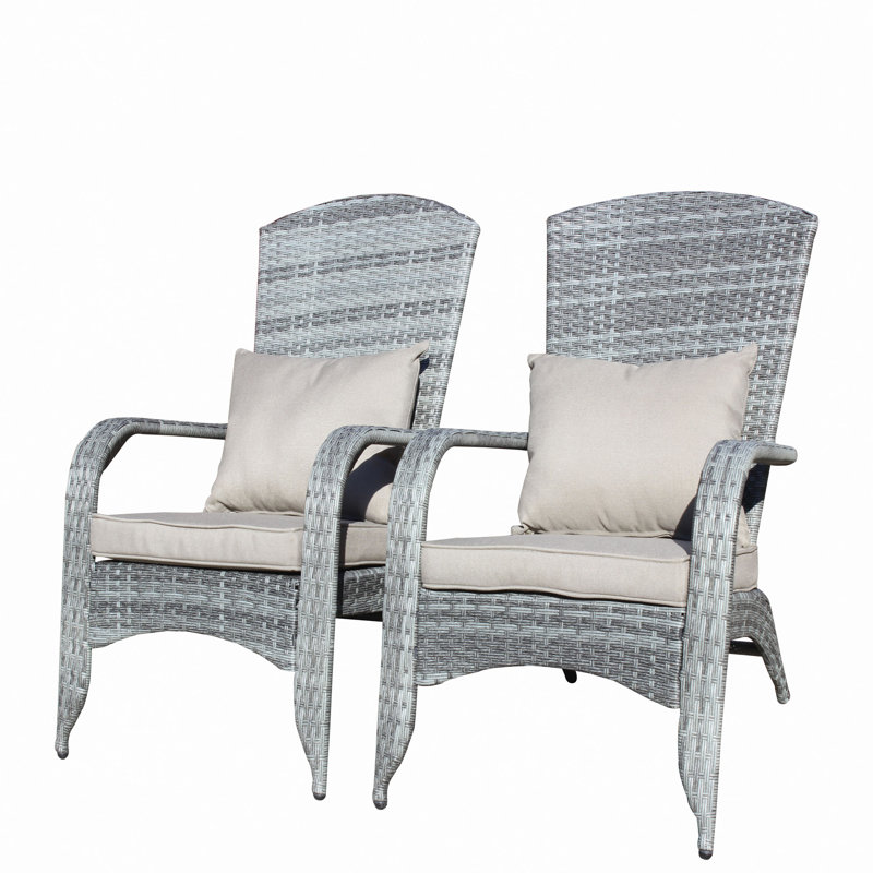 Chaise de patio avec coussins (coussin), Coussin gris / cadre gris