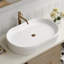 Meuble-lavabo contemporain en céramique blanche de 22,8 po, lavabo vasque ovale, conception à rayures verticales, bonde centrale et bonde escamotable, évier avec plan d'installation Splash avec comptoir inclus