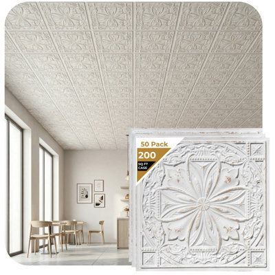 Milan 24'' L x 24'' W Textured PVC Drop-In & Glue Up Ceiling Tile Ceiling Tile