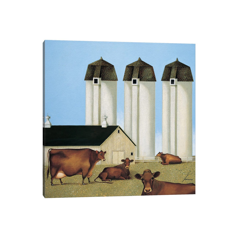 Three Silos 1 Piece Wrapped Canvas Painting, 45.72 cm H x 45.72 cm W x 3.175 cm D