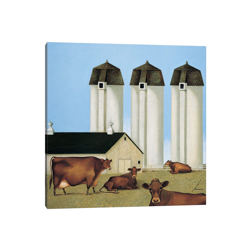 Three Silos by Lowell Herrero - Wrapped Canvas Painting, 93.98 cm H x 93.98 cm W x 3.175 cm D