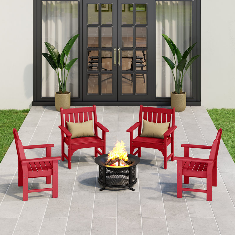 Ensemble de 4 chaises de jardin Laguna Abbeville Poly, Rouge