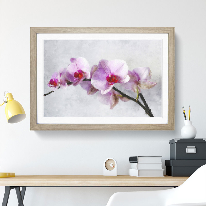 Orchid Flowers Vol.5 - Picture Frame Painting, Oak Framed, 48cm H x 65cm W x 2cm D