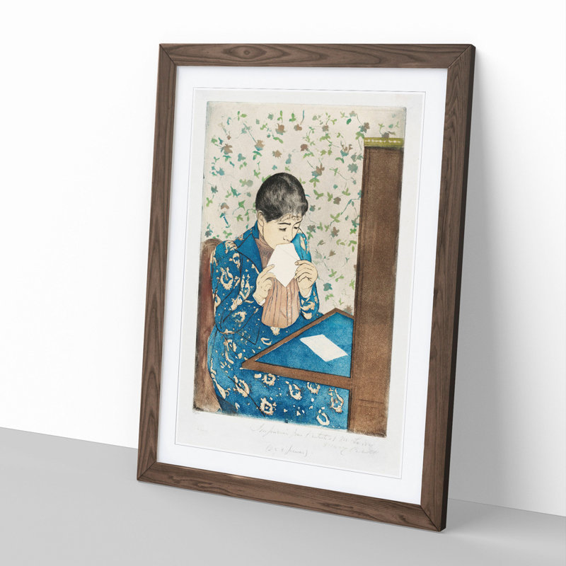 The Letter by Mary Cassatt - Picture Frame Graphic Art, Walnut Framed, 36cm H x 27cm W x 2cm D