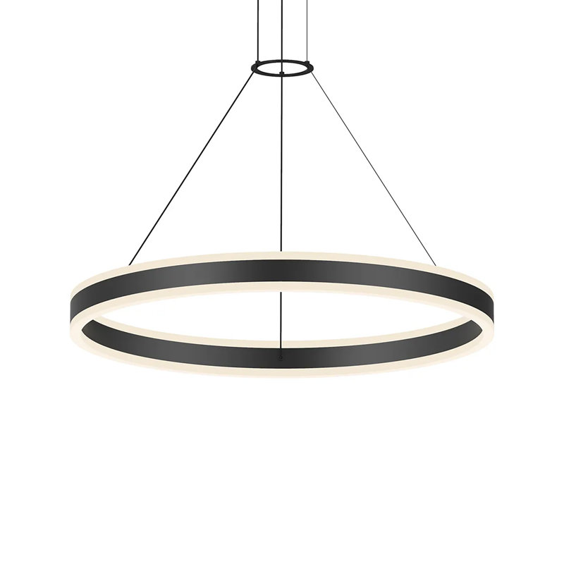 Satin Black Aluminum LED Ring Chandelier