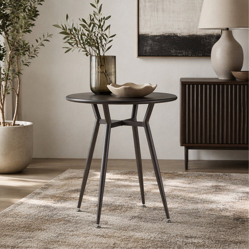 Table ronde en métal antique, Bronze Antique
