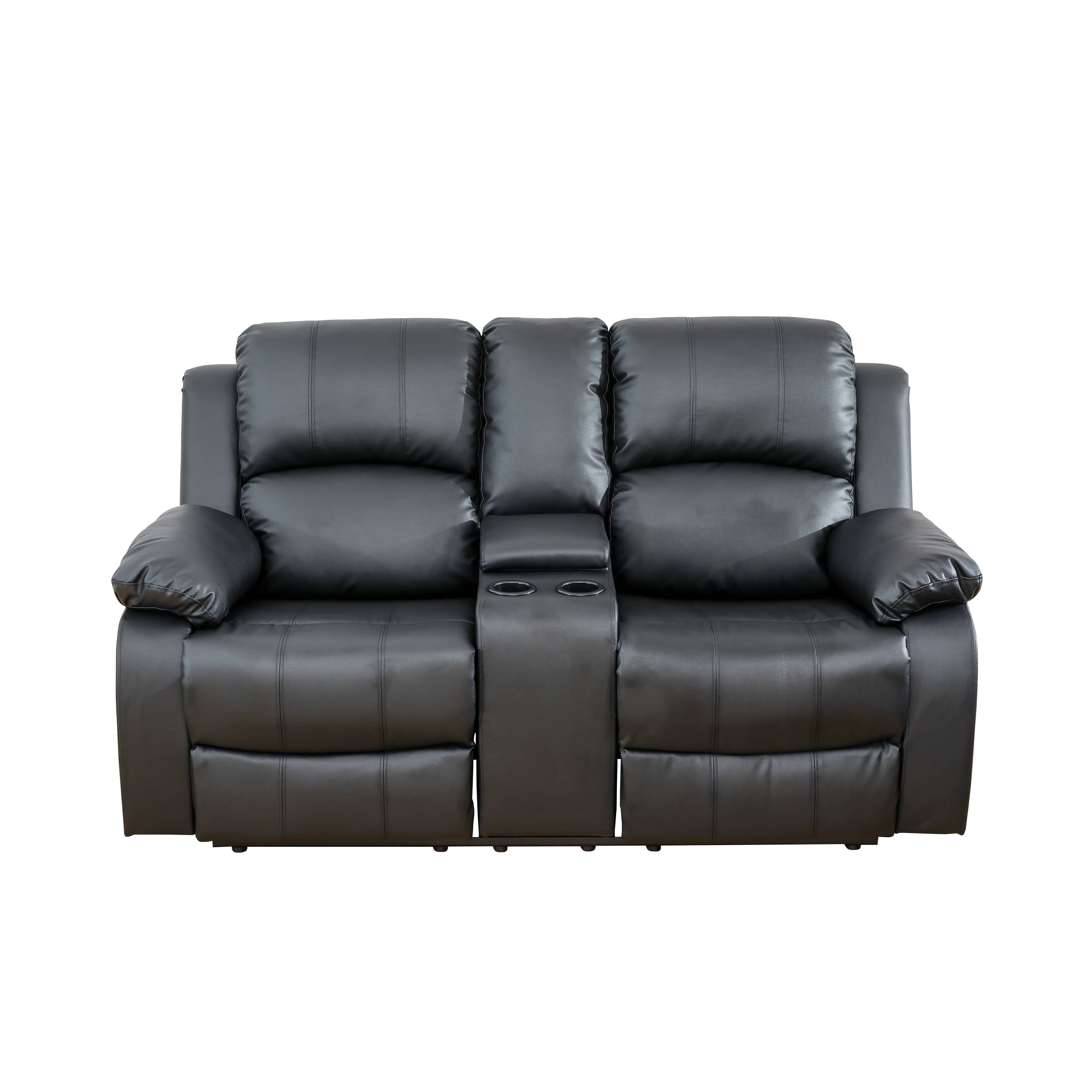 Latitude Run® Faux Leather Recliner Loveseat With Cup Holder | Wayfair
