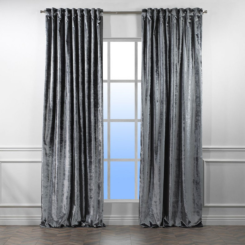 Room Darkening Single Curtain Panel, Dark Grey, 130cm Width x 200cm Drop