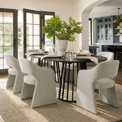 6 - Person Dining Table Sets With Extendable Table & 6 Upholstered Waterproof Chairs