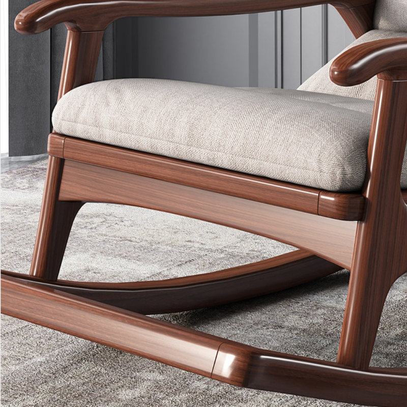 Chaise berçante moderne en bois massif rembourré