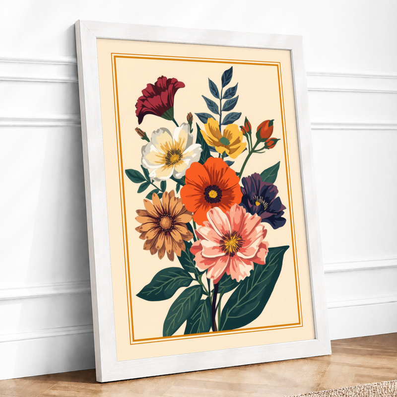 Bouquet Study Botanical - Framed Print, A3 - 42.0 x 29.7 cm, White