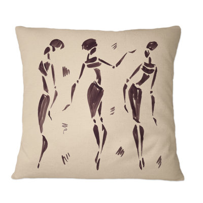 Coussin décoratif à imprimé abstrait "Abstract Brown Dancers"