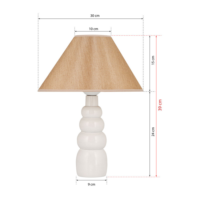 Metal Table Lamp, Beige, White