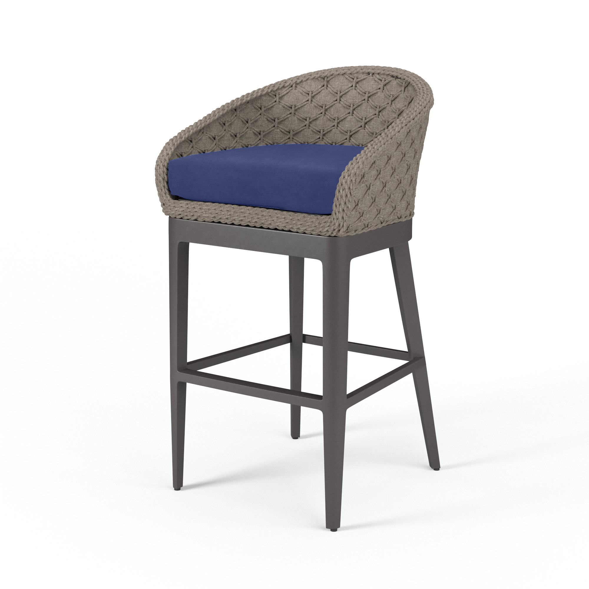 Aberdeen Patio Bar Stool with Cushion, Echo Midnight Sunbrella®