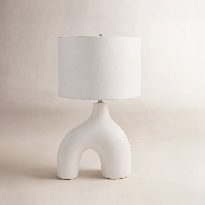 Lampe de table en céramique Arlis, Blanc