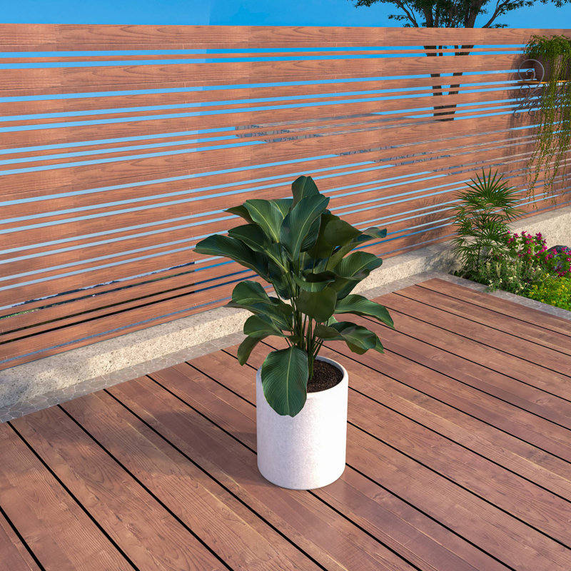 Monforto Modern Fiberstone and Clay Planter - Round Plant Pot with Drainage Holes for Indoor and Outdoor Home , White