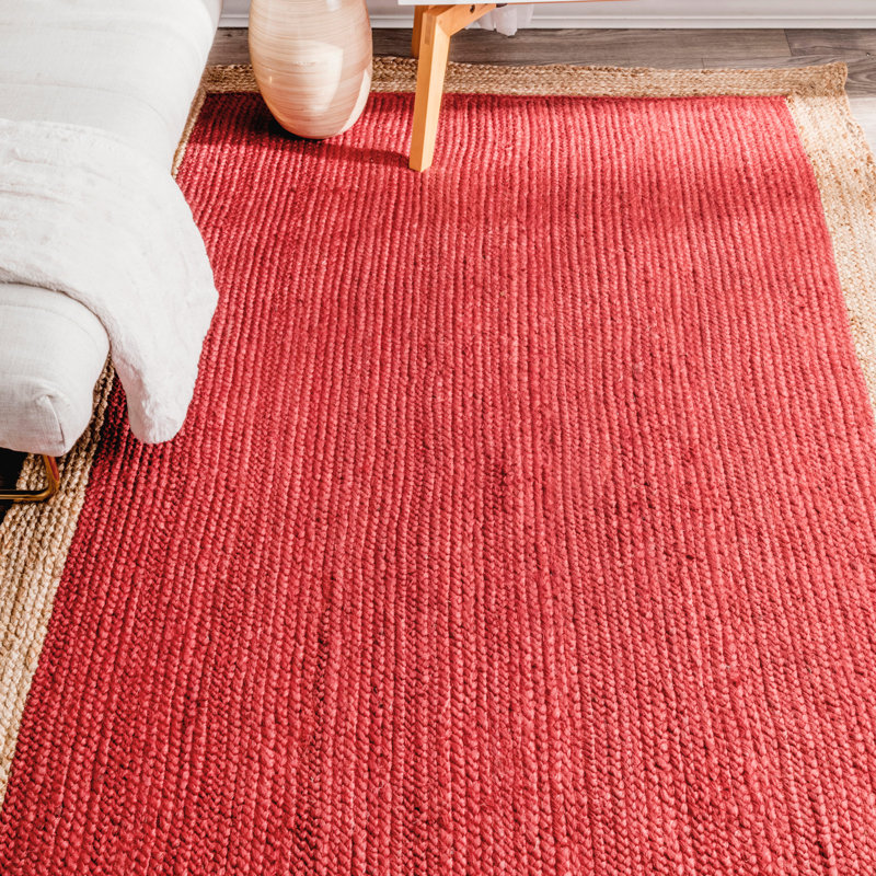 Tapis d'intérieur en jute rouge Giard, Rectangle 4pi x 6 pi