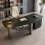 Bureau en bois manufacturé courbé noir et argent avec 3 tiroirs-131410913
