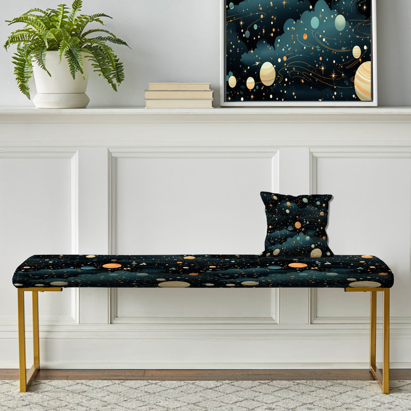 Motif de constellations célestes pour les adolescents - Banc géométrique rembourré or