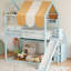 Bunk Bed With Canopy, Slide & Built-In Bookshelves-2082332588
