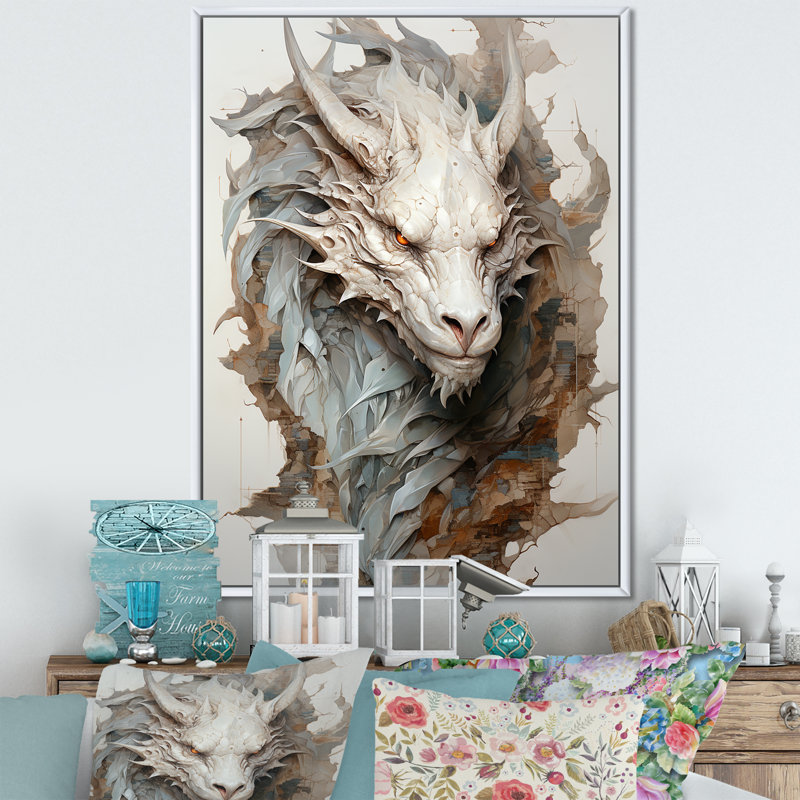 Dragon S Enchanted Realm sur impression sur toile, 40" H x 30" W, Gold Picture Framed