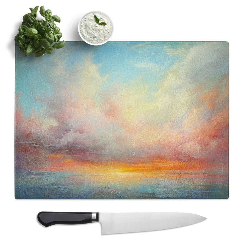 Cloudy Sky Action No.2  Glass Chopping Board
