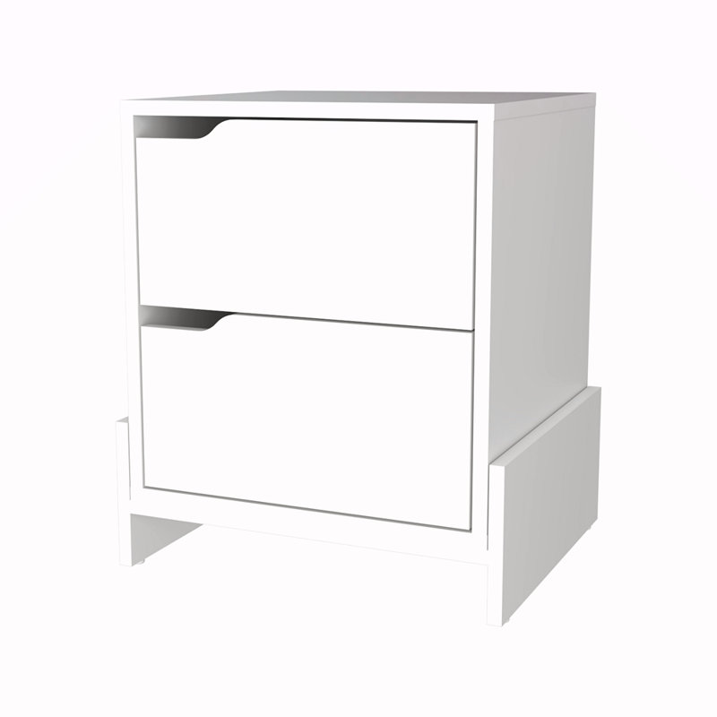 Table de chevet 2 tiroirs, Blanc