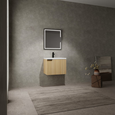 24" Bathroom Vanity With Sink For Big Locations - Modern Oak Plywood Construction And Sufficient Storage Capacity 24", Cabinet, American Style, & Functional Design