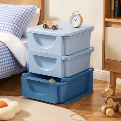 3 Tier Kids Storage Unit Dresser Tower with Drawers Chest Toy Organizer Small Dresser