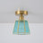 Polygonal Blue Water Glass Semi-Flush Mount