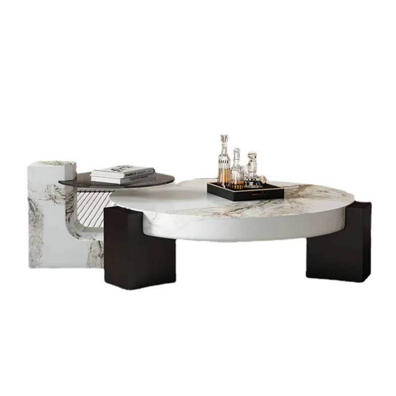 Marble Top Nesting Coffee Table, 17.32" H x 66" L x 35.43" W