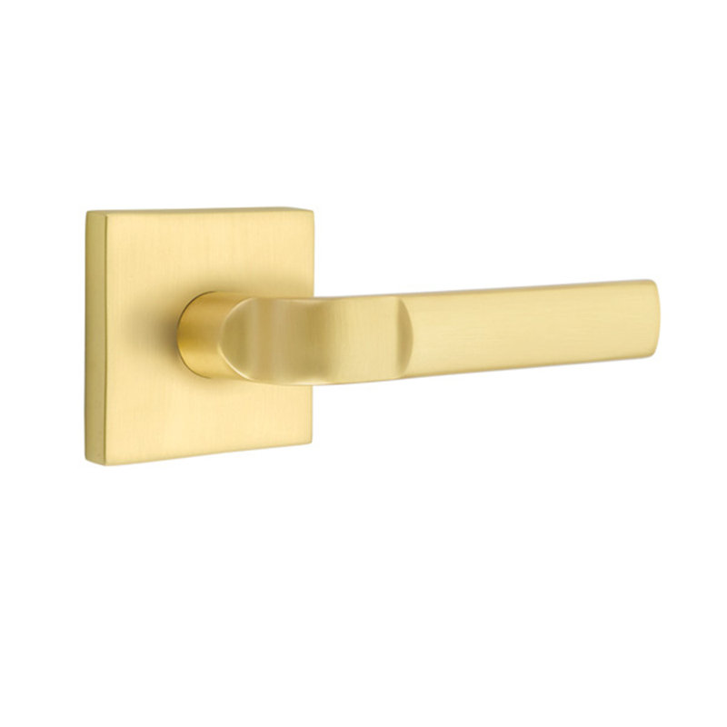 Faux levier de porte double avec rosette Aston, Droite, Laiton satiné